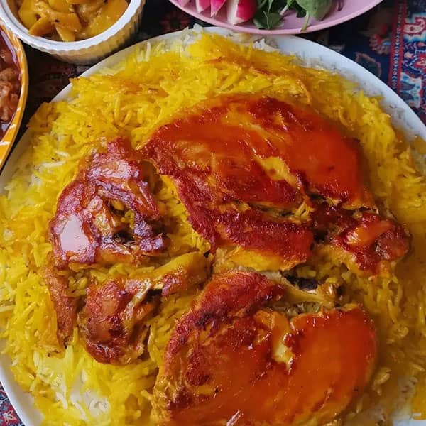 طرز تهیه ته انداز مرغ با شوید و سیب زمینی زعفرانی