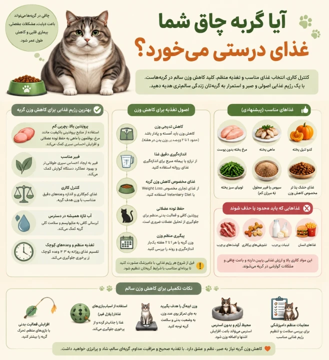 برای لاغر شدن گربه چه غذایی بدهیم؟ بهترین رژیم غذایی برای کاهش وزن گربه‌
