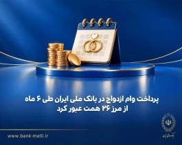 پرداخت بیش از ۲۶ هزار میلیارد تومان وام ازدواج توسط بانک ملی در ۶ ماه