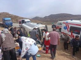 واژگونی اتوبوس در گردنه خوش‌ییلاق؛ امدادرسانی به ۲۳ نفر